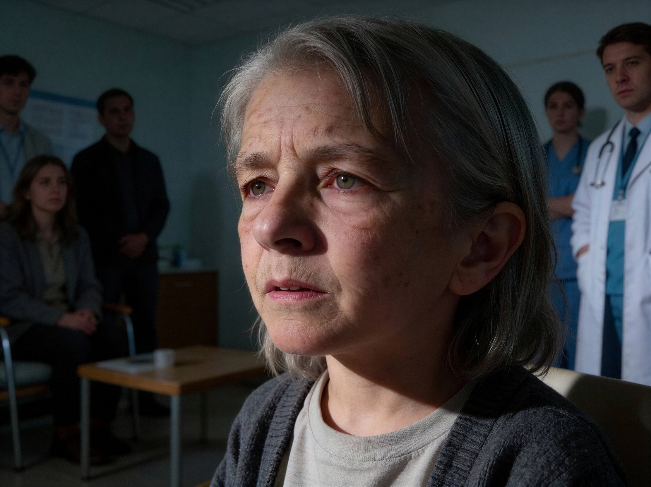 Portrait of an elderly woman with gray hair and soft lighting