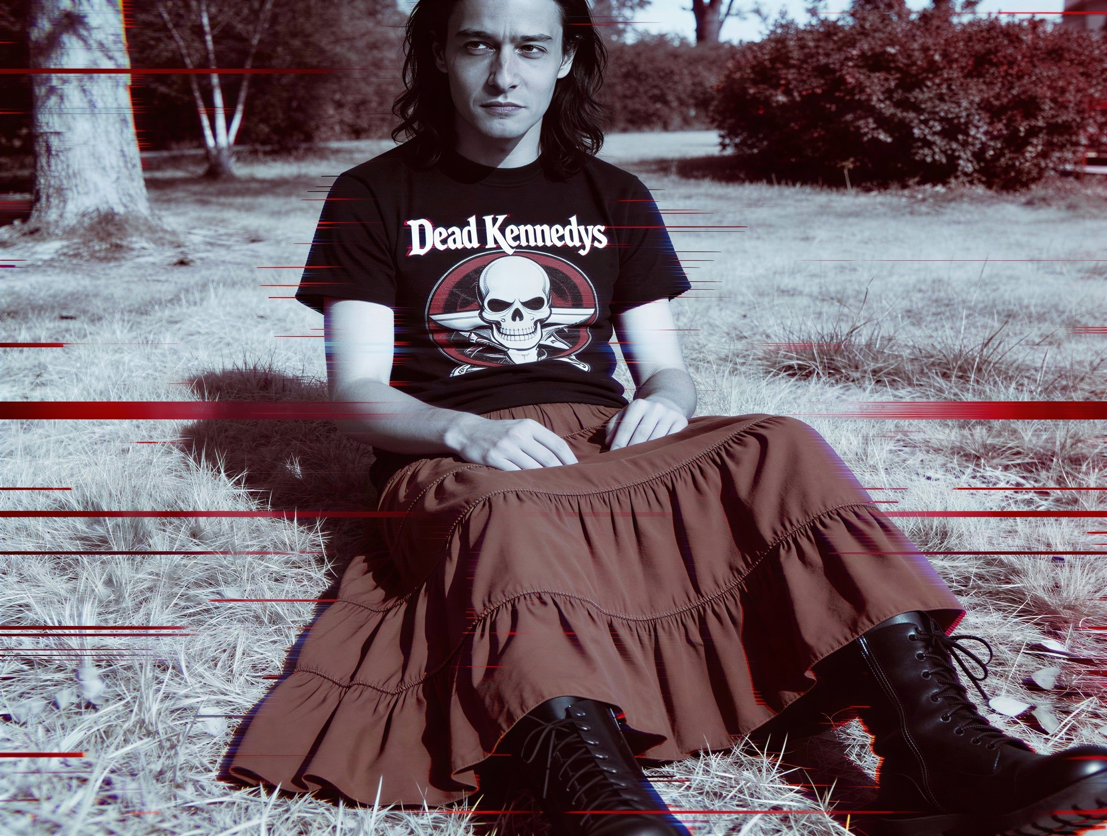 Punk Rock Individual in Glitch Art Setting