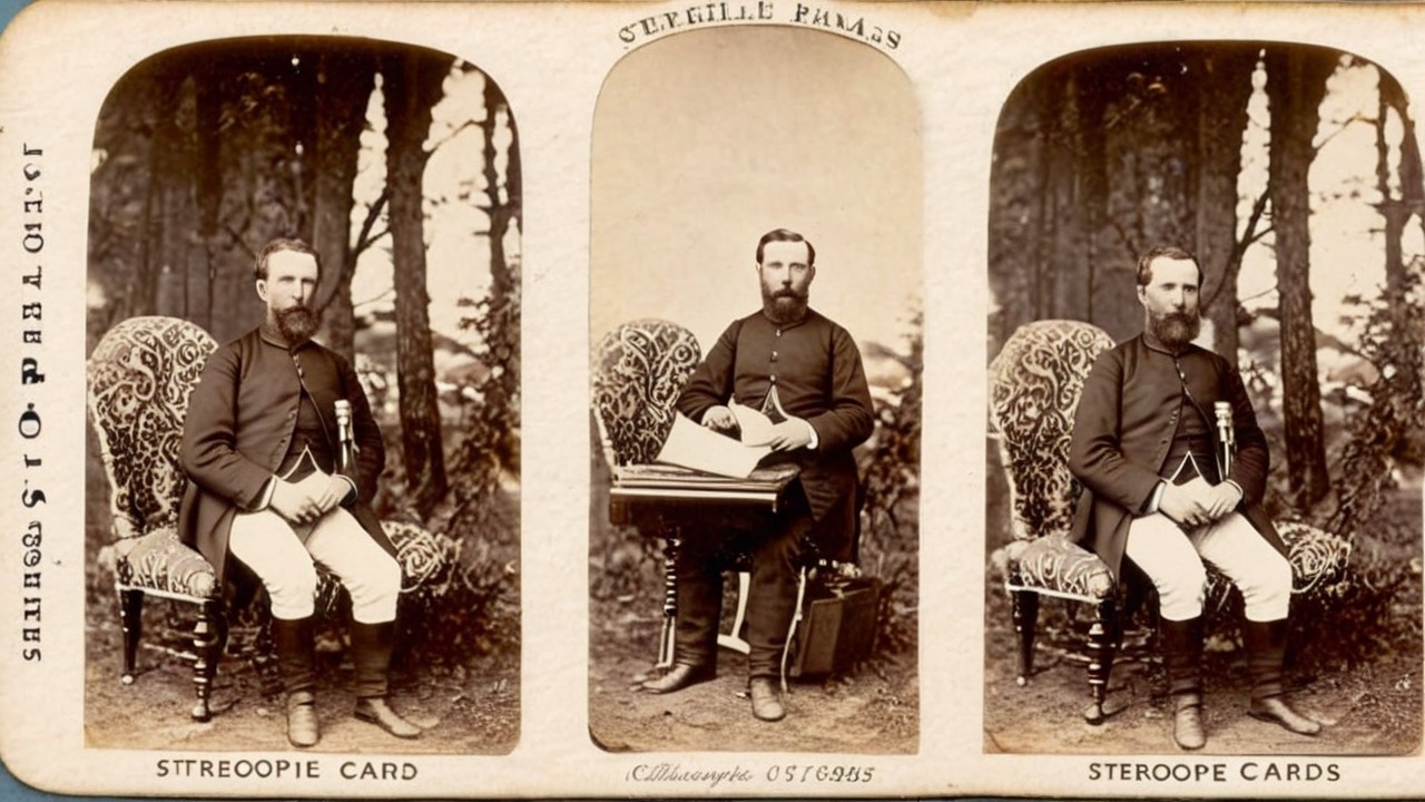 Vintage Stereoscopic Photo of Military Man in Uniform