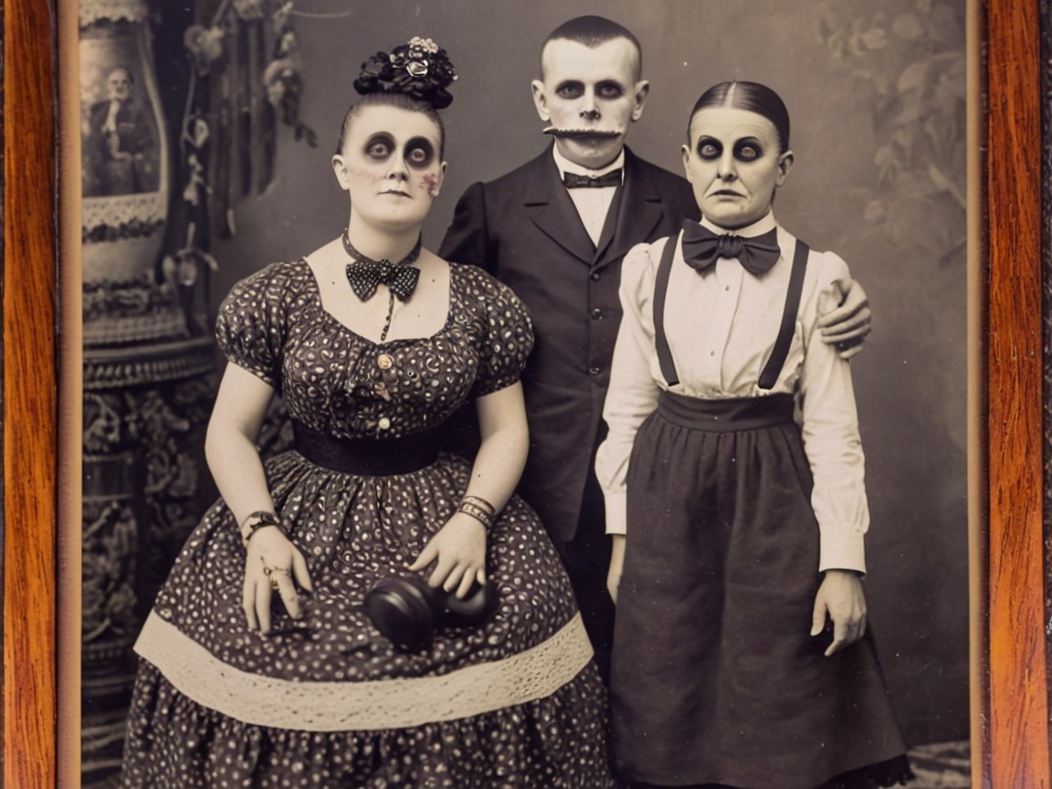 Vintage Photograph of Figures in Eerie Attire