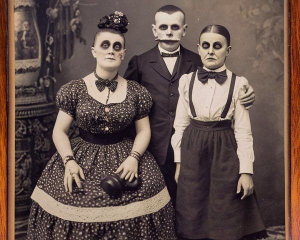 Vintage Photograph of Figures in Eerie Attire