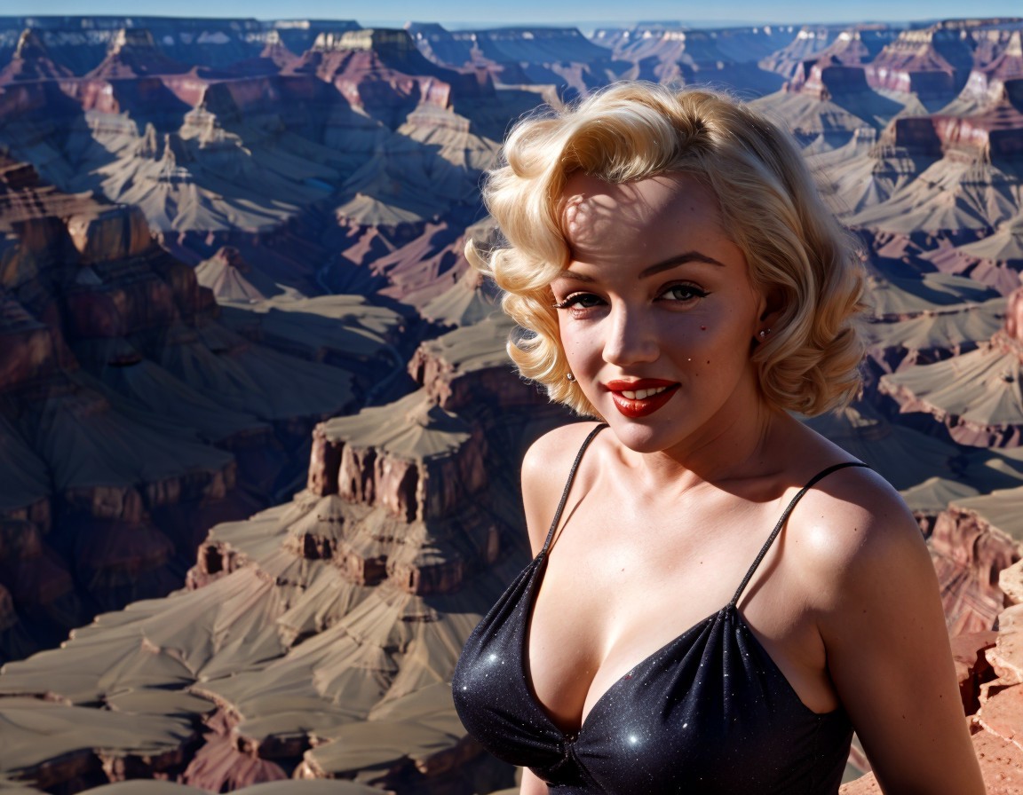 Glamorous Figure at Stunning Canyon with Layered Rocks