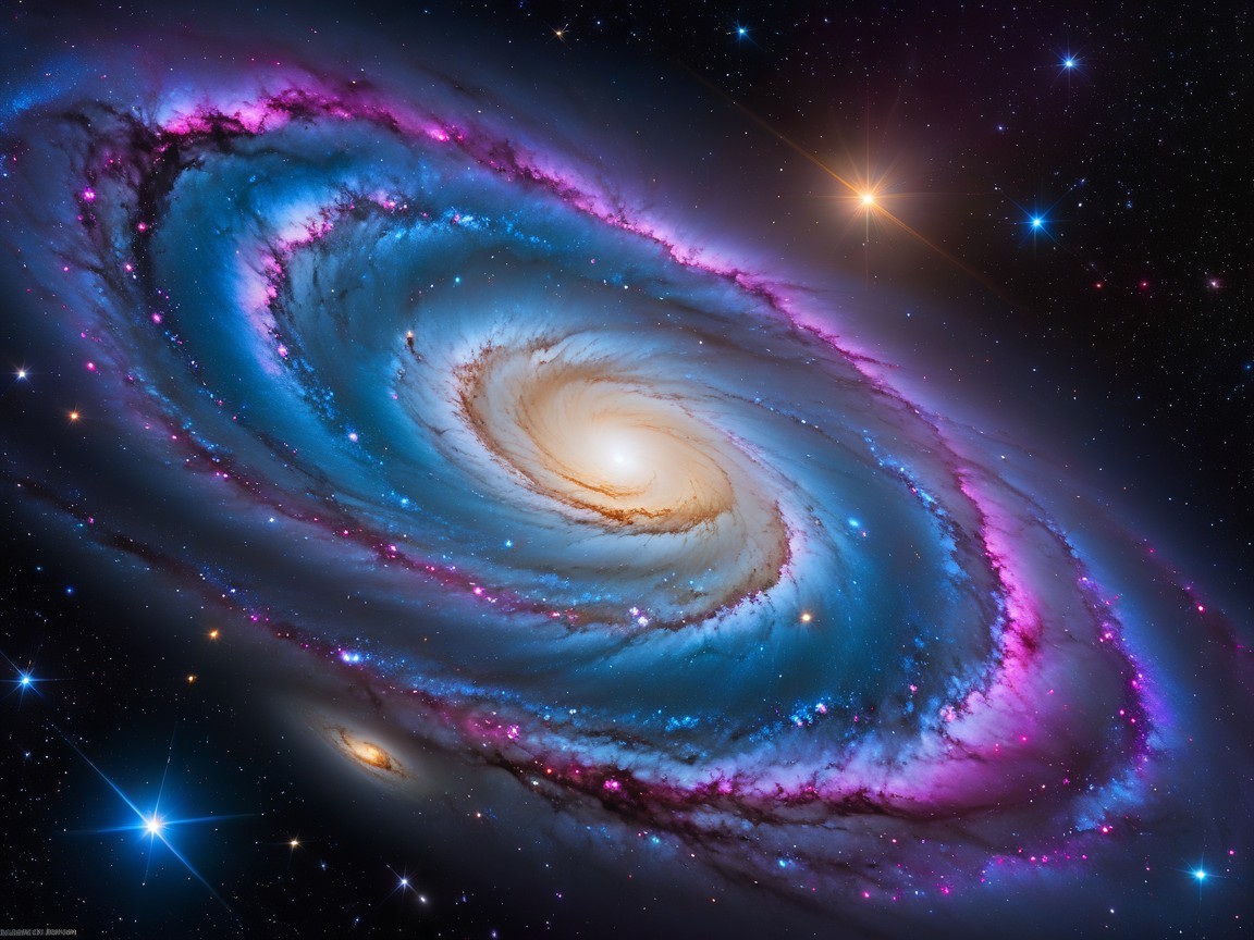 Vibrant Spiral Galaxy with Bright Central Bulge