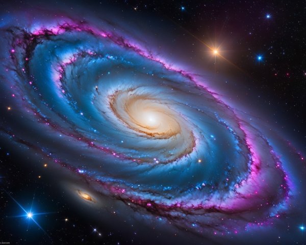 Vibrant Spiral Galaxy with Bright Central Bulge
