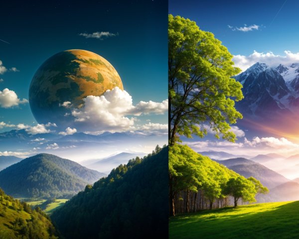 Contrasting Landscapes of a Distant Planet and Earth