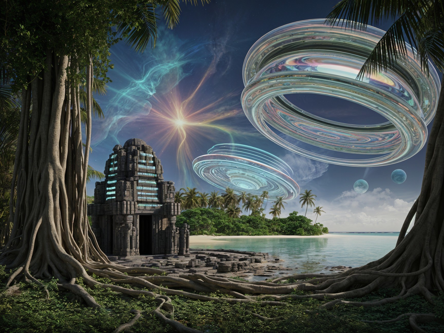 Ancient Temple in a Mystical Beach Landscape