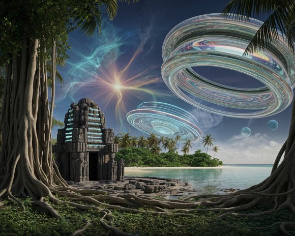 Ancient Temple in a Mystical Beach Landscape