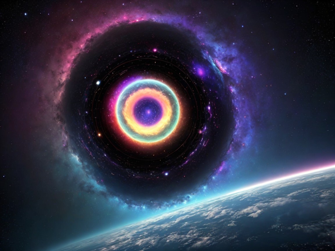 Vibrant Galaxy with Colorful Light and Cosmic Dust