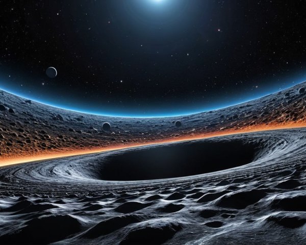Surreal Cosmic Scene with Black Hole and Stars