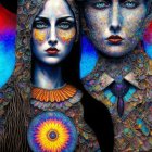 Surreal Group of Textured Human Figures in Vibrant Colors