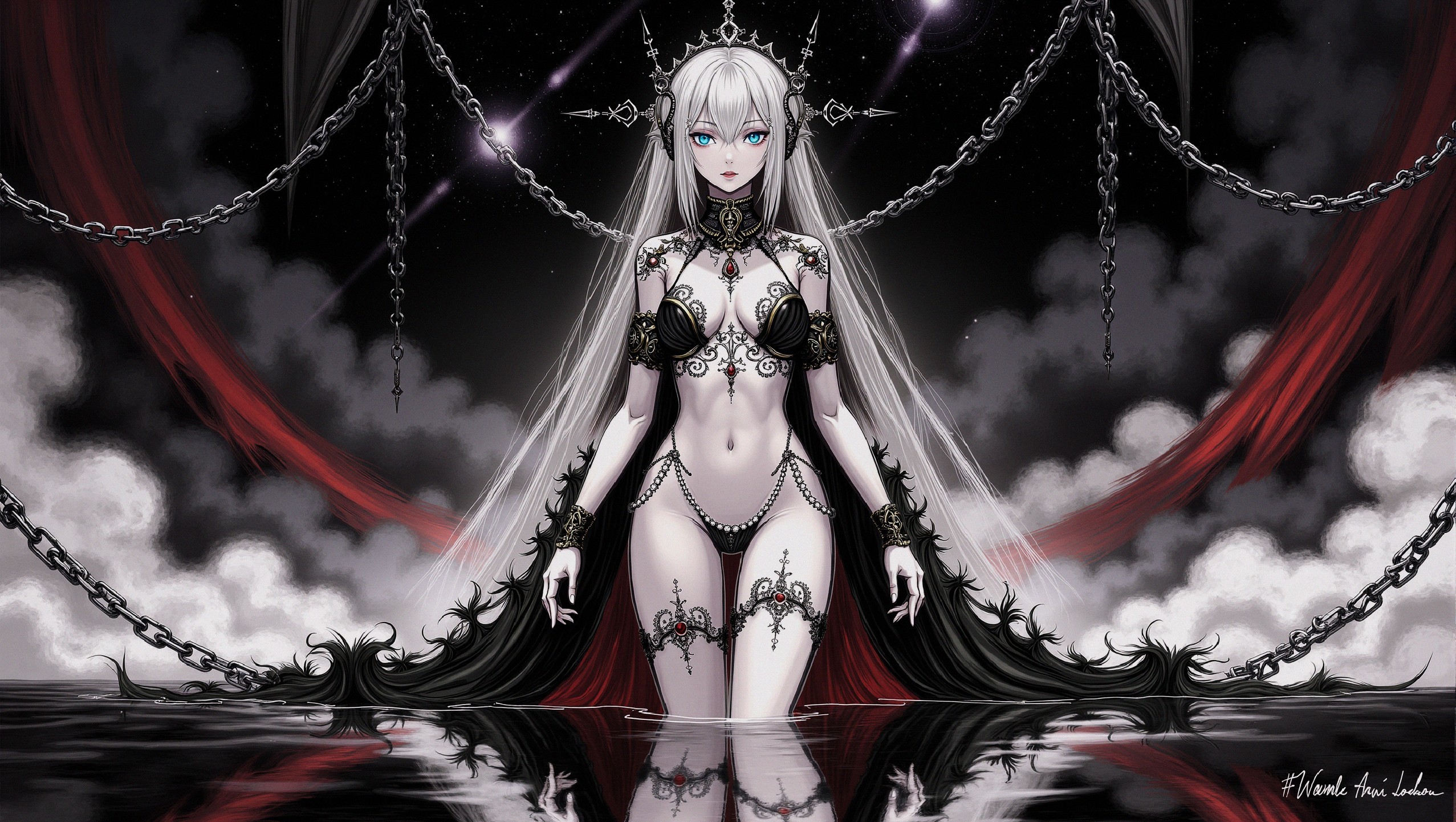 Ethereal Figure in Mystical Setting with Dark Accessories