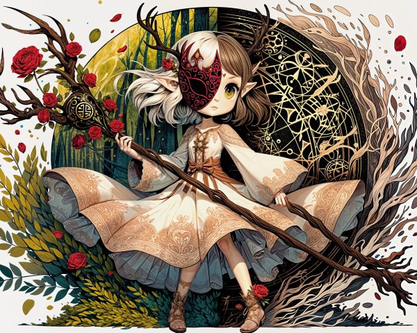 Whimsical Fantasy Character in Ethereal Setting