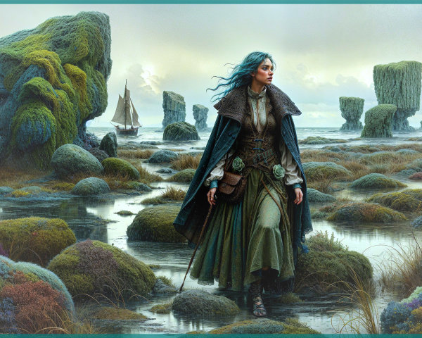 Mystical Landscape with Woman and Stone Formations