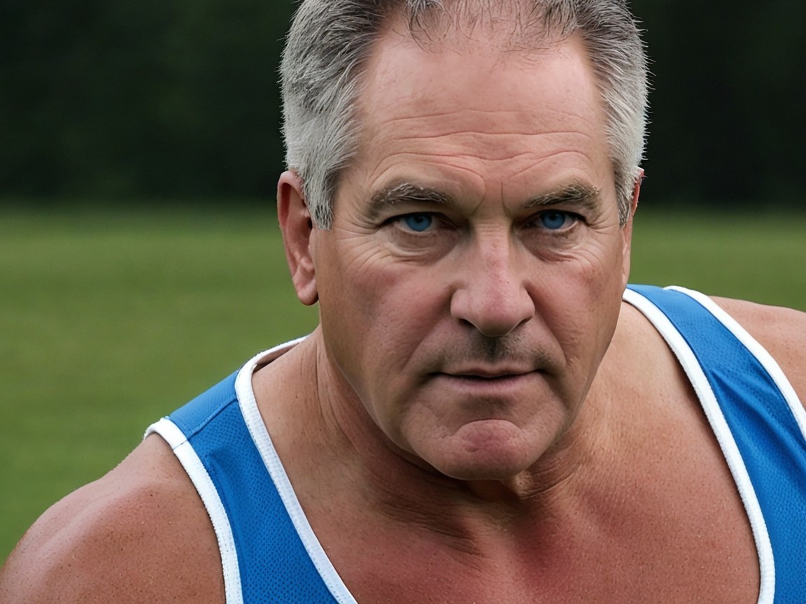 Close-up of Muscular Older Man in Athletic Tank Top
