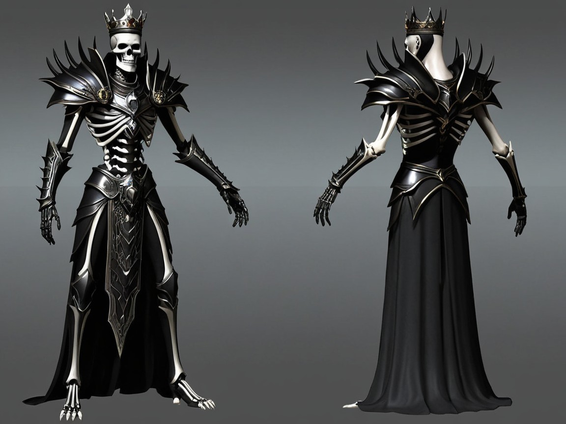 Skeletal Figure in Ornate Royal Robe and Armor