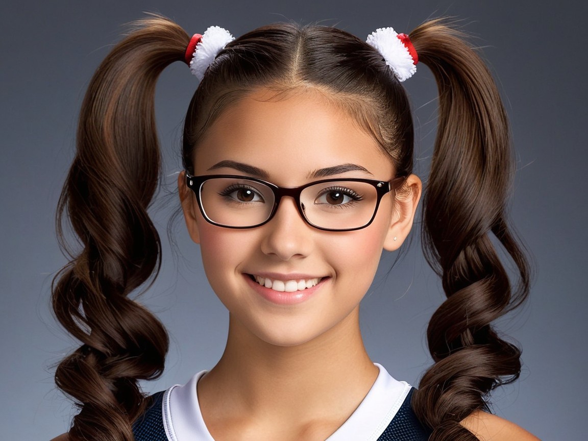 Young Girl with Pigtails and Sporty Outfit
