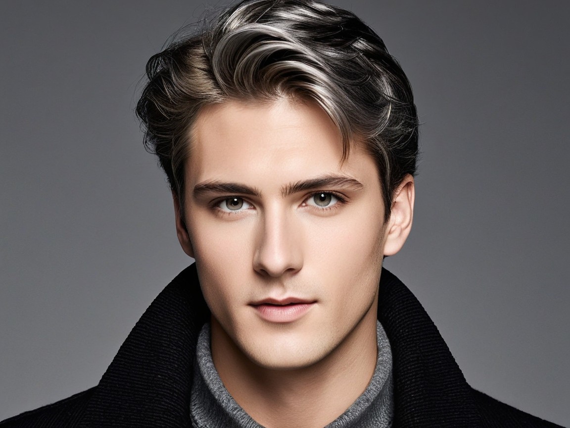 Young man with stylish hair and striking features