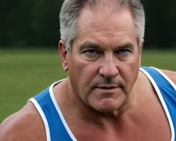 Close-up of Muscular Older Man in Athletic Tank Top