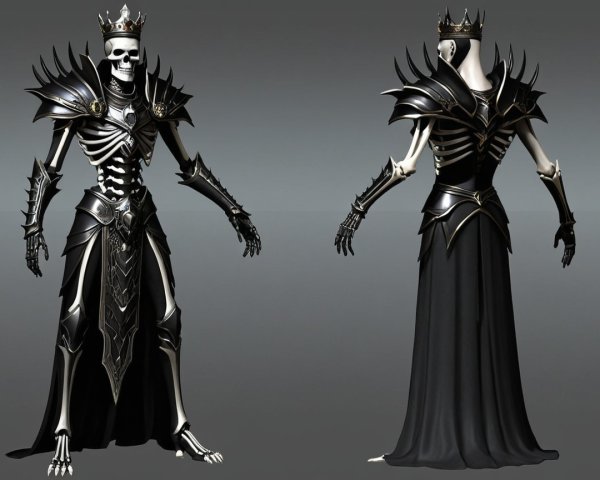Skeletal Figure in Ornate Royal Robe and Armor