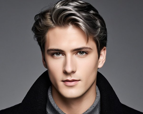 Young man with stylish hair and striking features