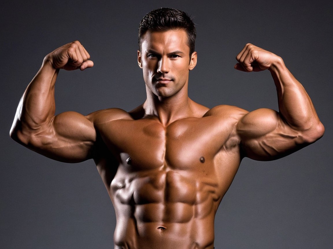 Muscular Man Showcasing Defined Physique and Strength
