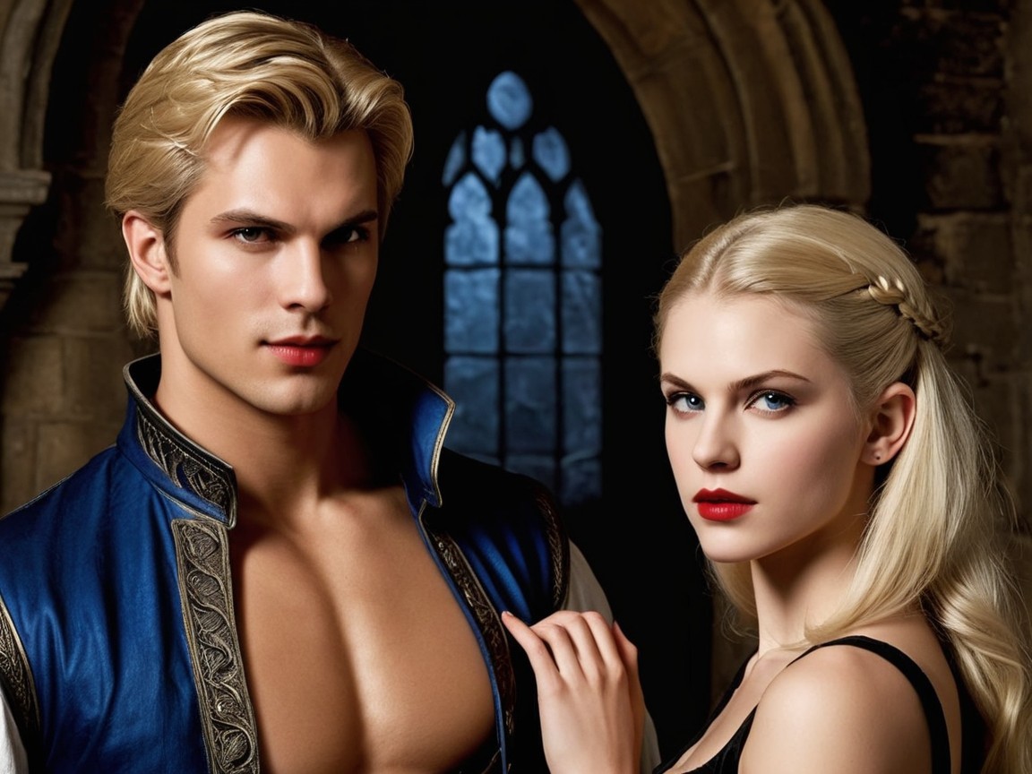 Gothic Couple in Dramatic Setting with Striking Features