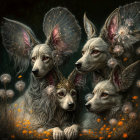 Whimsical Portrait of Elegant Dogs with Accessories
