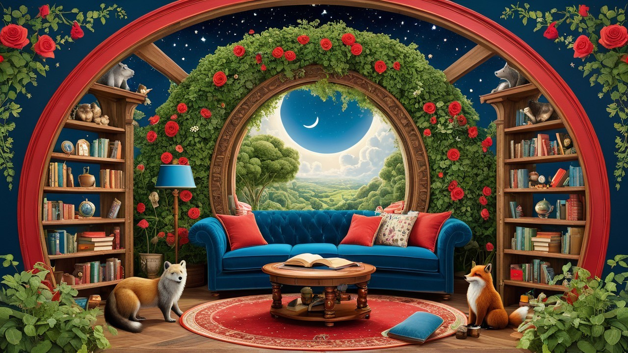 Whimsical Room with Roses, Foxes, and Cozy Decor