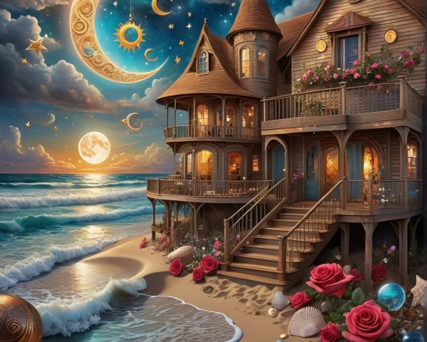 Whimsical Beachside House with Intricate Architecture
