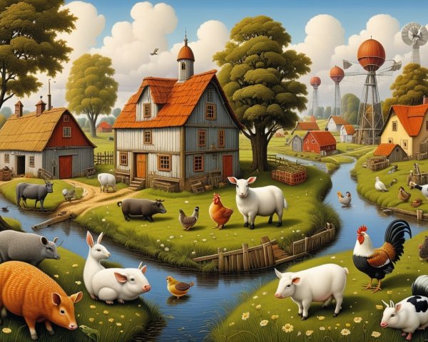 Charming Countryside Farm with Animals and Greenery