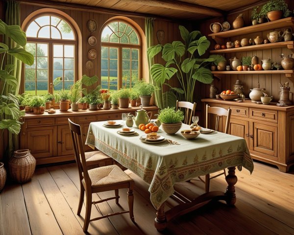 Cozy Kitchen with Natural Light and Rustic Decor