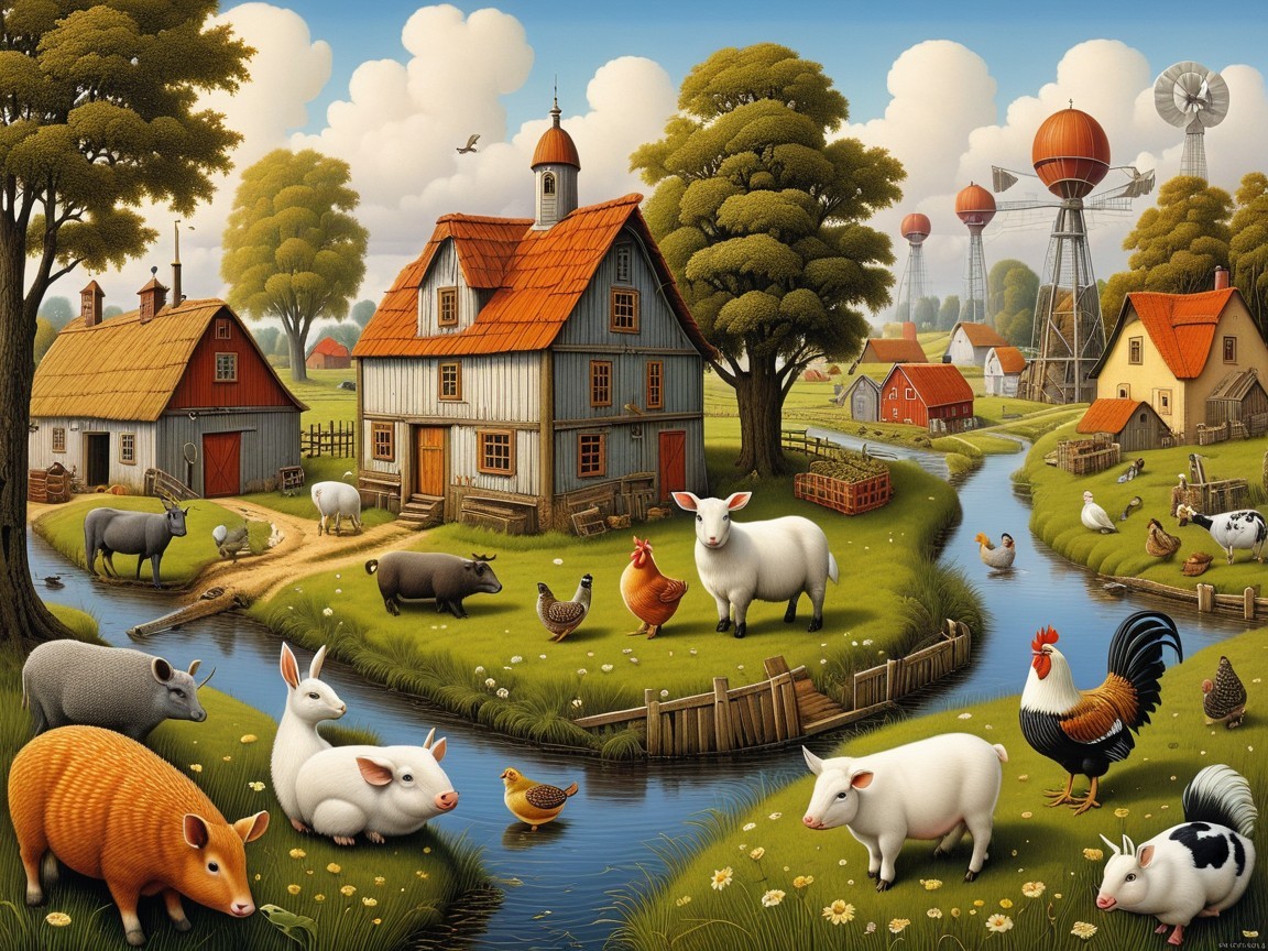 Charming Countryside Farm with Animals and Greenery