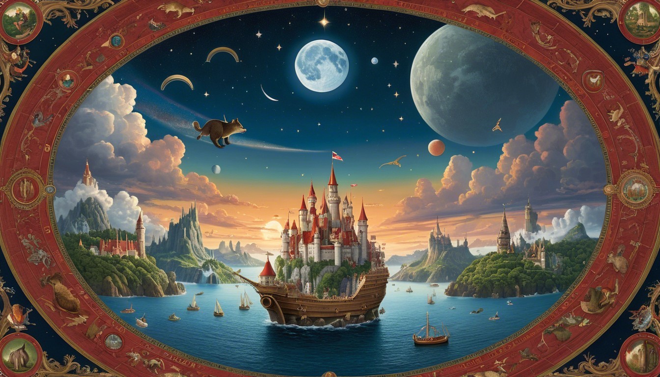 Castle on a Ship in a Serene Sea Landscape