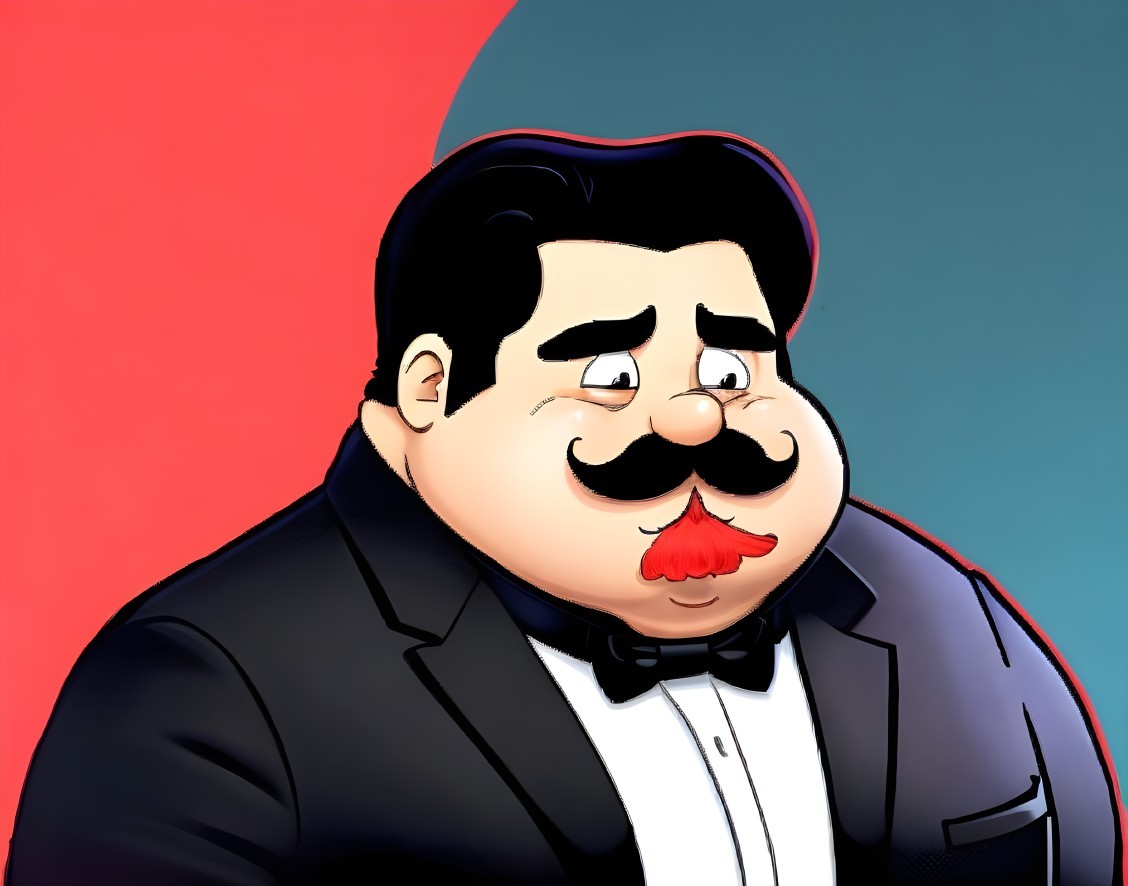 Cartoon Character in Tuxedo with Quizzical Expression