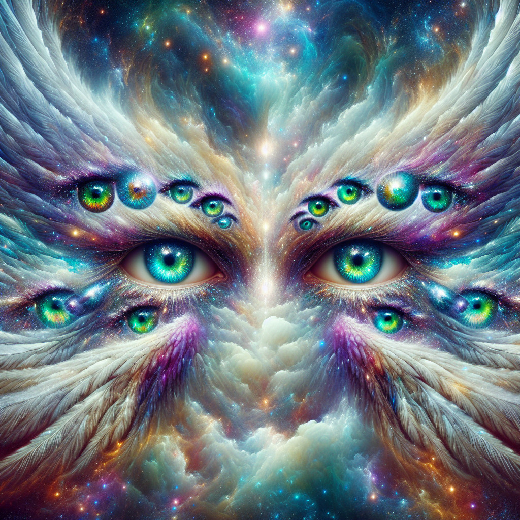 Mystical Face of Swirling Clouds and Cosmic Colors