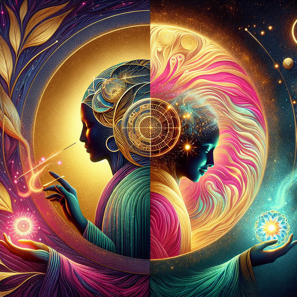 Ethereal Women in Cosmic Surroundings and Vibrant Colors
