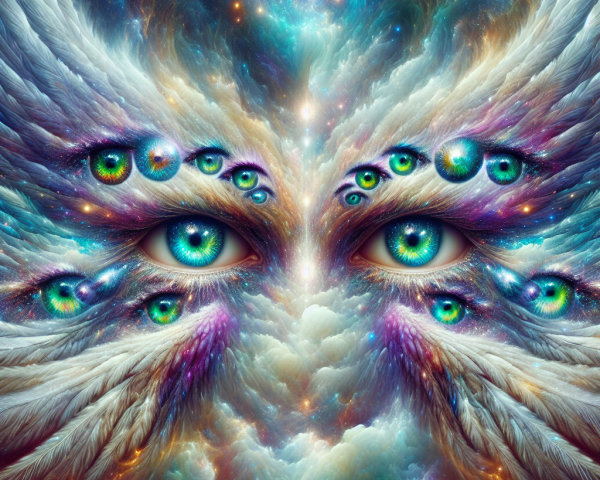 Mystical Face of Swirling Clouds and Cosmic Colors