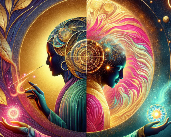 Ethereal Women in Cosmic Surroundings and Vibrant Colors