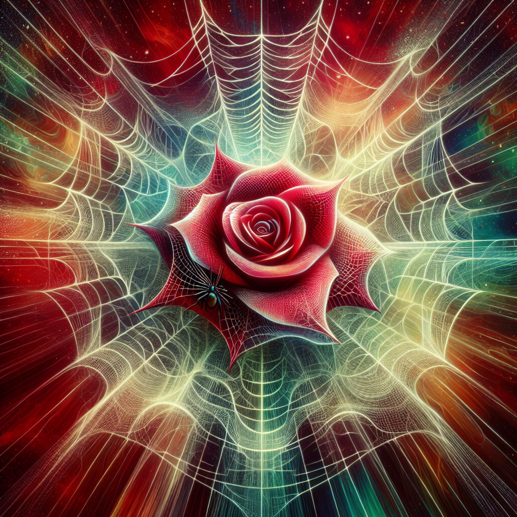 Vibrant Rose Surrounded by Geometric Patterns and Colors