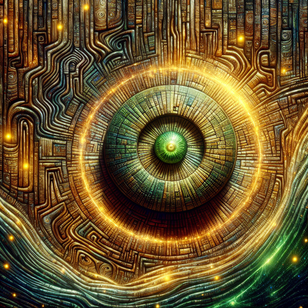 Circular Design with Radiant Green Core and Patterns