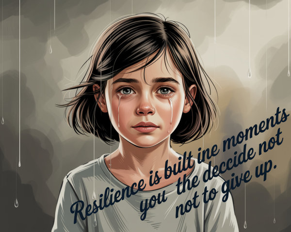 Young girl with tears in somber gray background