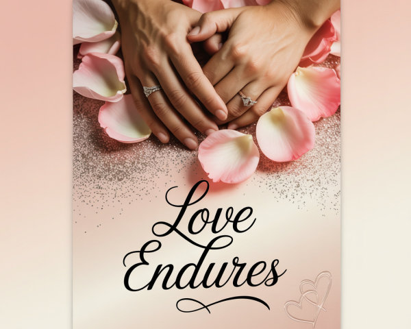 Elegant Rings on Hands Surrounded by Rose Petals