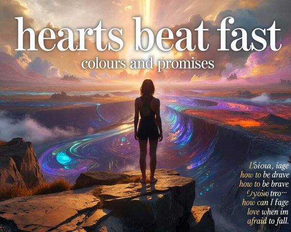 Young woman on cliff overlooking colorful canyon landscape