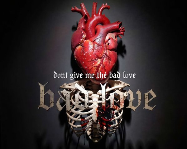 Anatomical Heart Behind Rib Cage on Black Background