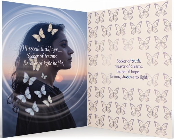 Profile of a Young Woman with Twilight and Butterflies