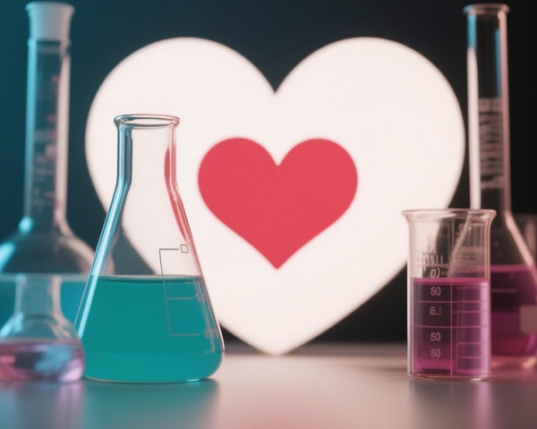 Scientific Beakers and Flasks with Colorful Liquids