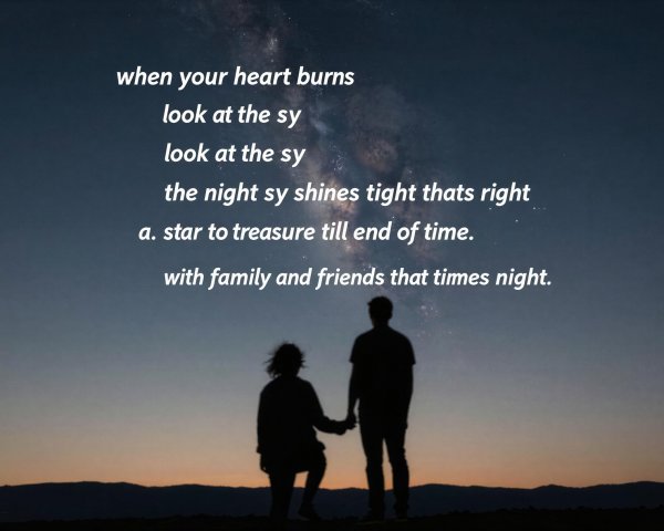 Silhouettes of Two People Against a Dusky Sky