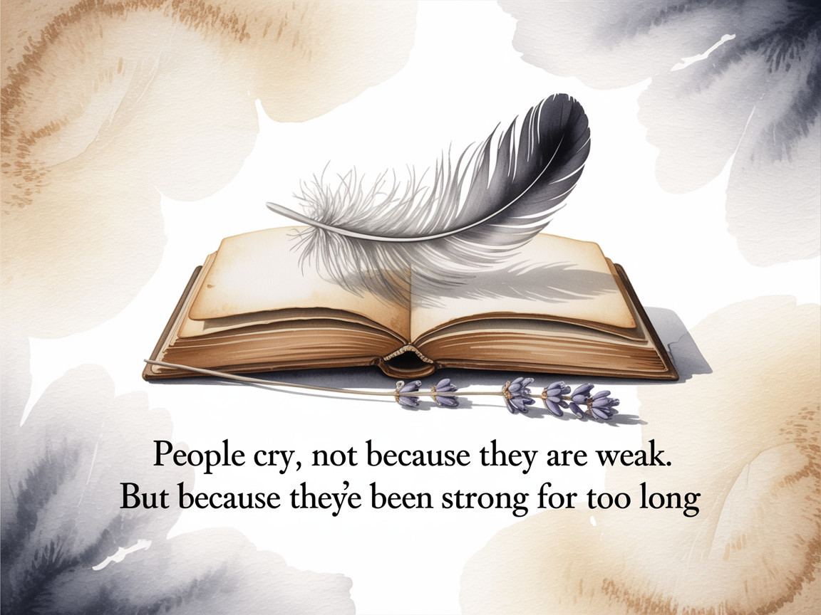 Open book with feather and watercolor accents