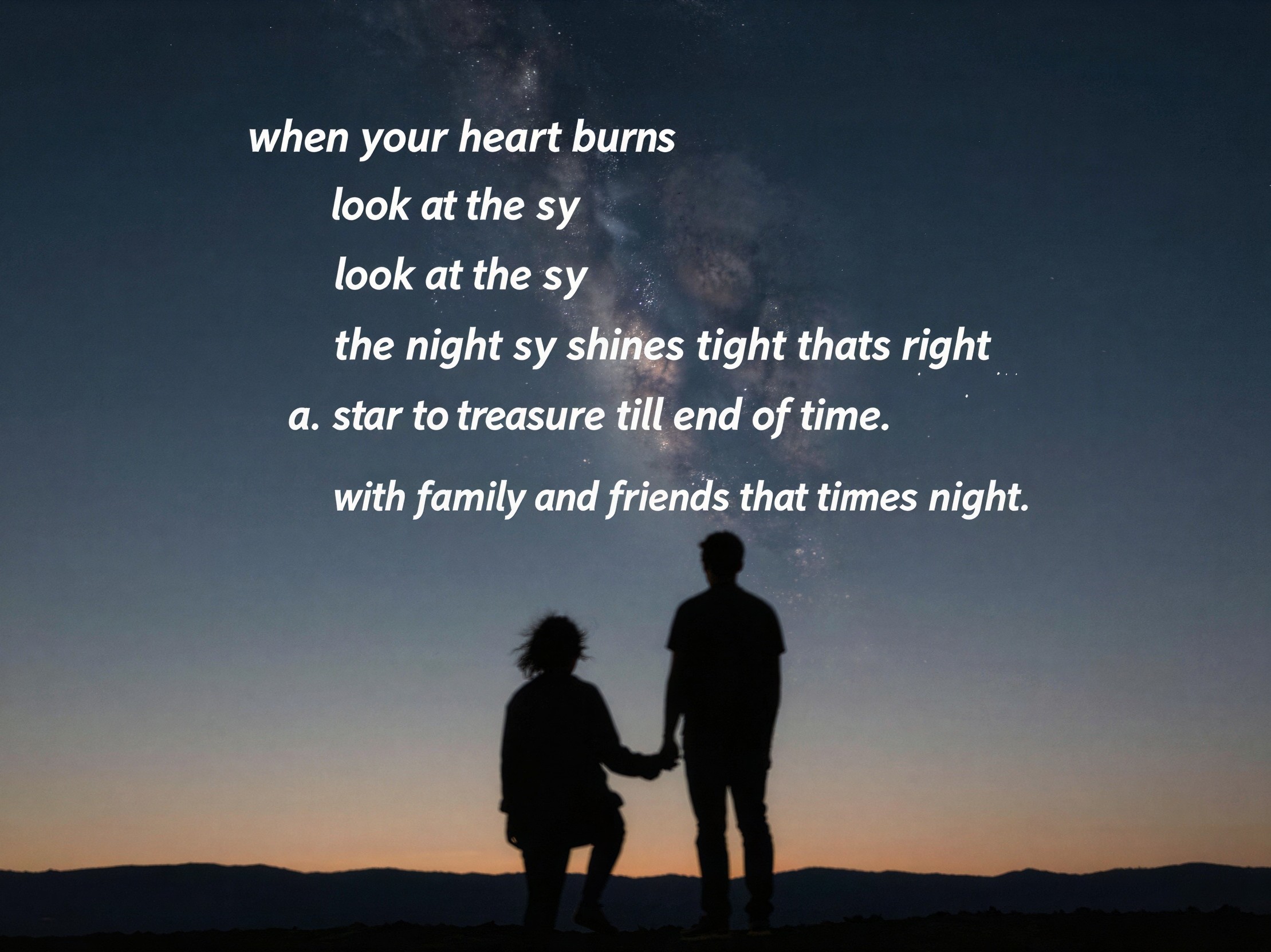 Silhouettes of Two People Against a Dusky Sky