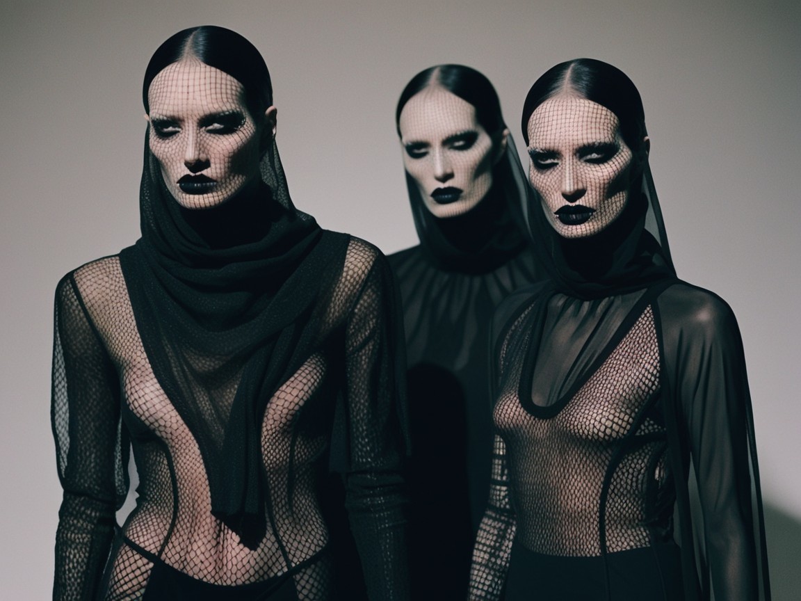 Avant-Garde Aesthetic in Sheer Black Attire